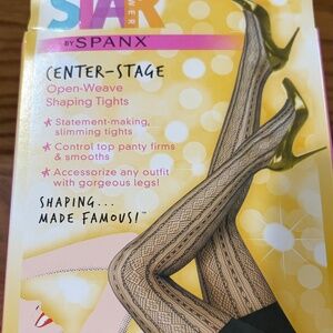 New Star Power By Spanx Patterned Shaping Tights Black Size C~ 140-180 lbs. NIP